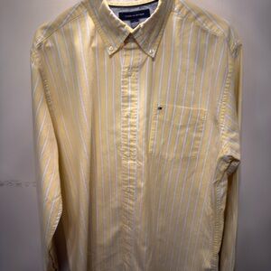 Tommy Hilfiger Men's Light Yellow Striped Shirt